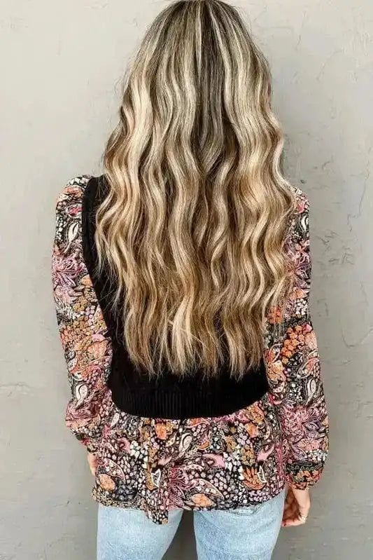 Sweaters Floral Sleeve Peplum Sweater