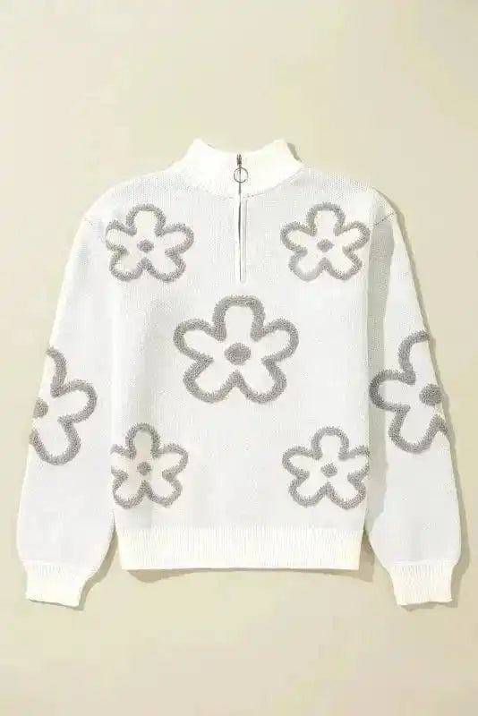 Sweaters Ivory Floret Zip Sweater