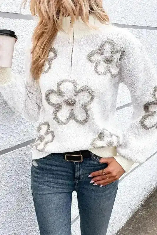 Sweaters Ivory Floret Zip Sweater