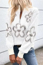 Sweaters Ivory Floret Zip Sweater