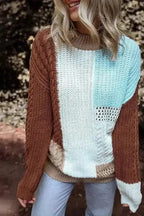 Sweaters Khaki / S / 60%Cotton+40%Acrylic FusionKnit Patchwork Sweater