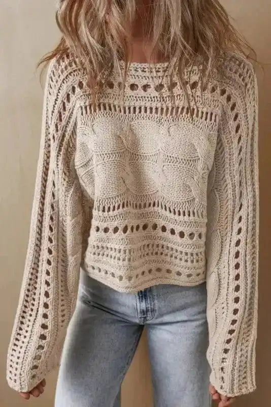 Sweaters Lattice Charm Crop Sweater