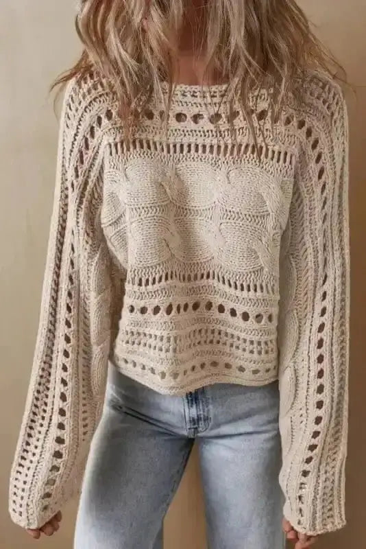 Sweaters Lattice Charm Crop Sweater