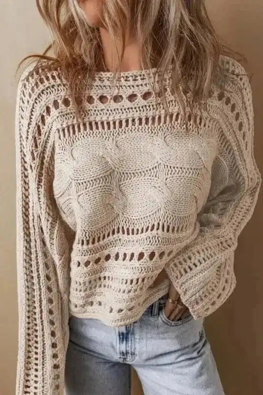 Sweaters Lattice Charm Crop Sweater