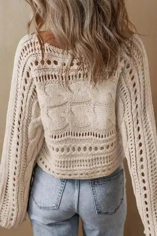 Sweaters Lattice Charm Crop Sweater