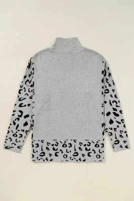 Sweaters Leopard High Neck Oversized Sweater