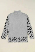 Sweaters Leopard High Neck Oversized Sweater