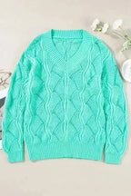 Sweaters Mint Green / S / 48%Acrylic+42%Polyamide+10%Wool Rosy Retreat Hollow-Out Knit Sweater