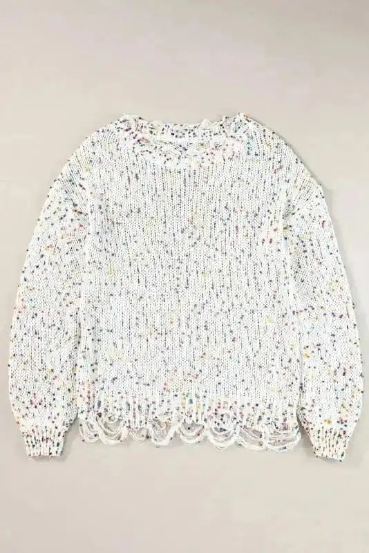 Sweaters Mosaic Distressed Knit Sweater