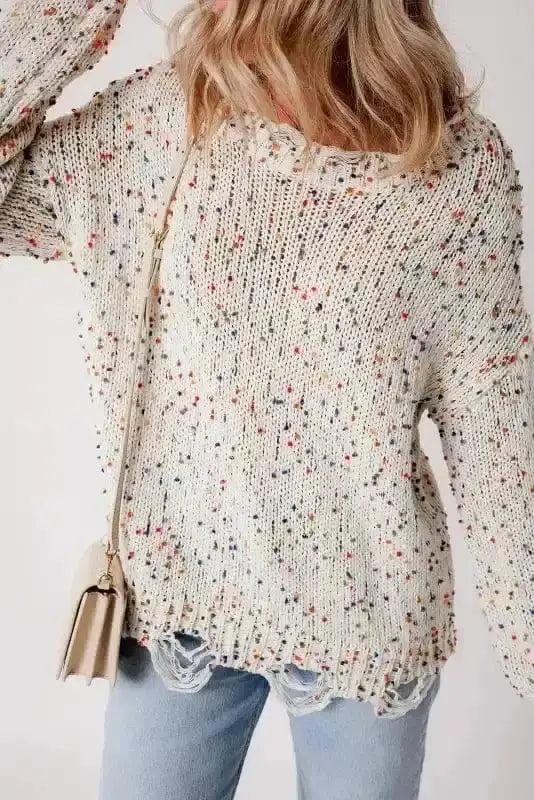 Sweaters Mosaic Distressed Knit Sweater
