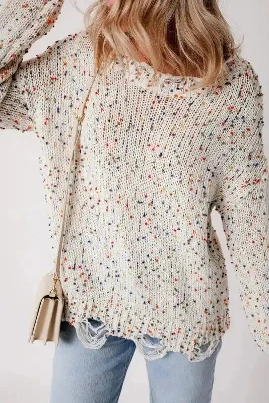 Sweaters Mosaic Distressed Knit Sweater