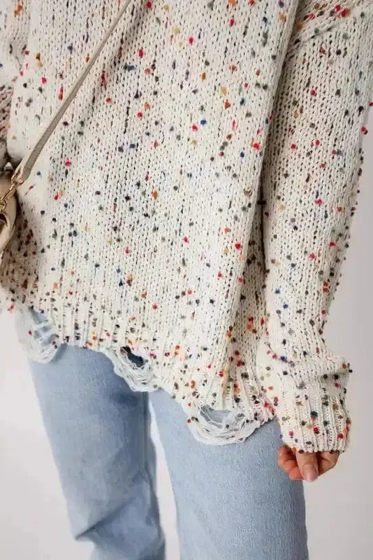 Sweaters Mosaic Distressed Knit Sweater