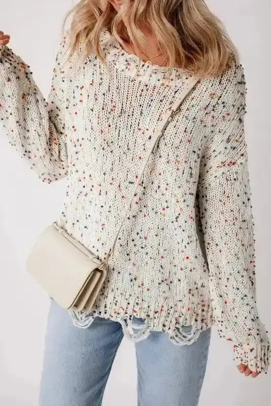 Sweaters Mosaic Distressed Knit Sweater