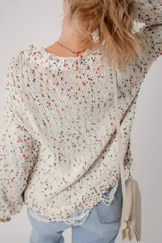 Sweaters Mosaic Distressed Knit Sweater