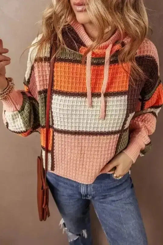 Orange pumpkin patch snug neck knit sweater front view — Fashionfitz UK