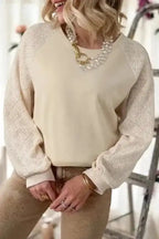 Sweaters Parchment / S / 50%Polyester+50%Cotton Vintage Patchwork Eyelet Jumper