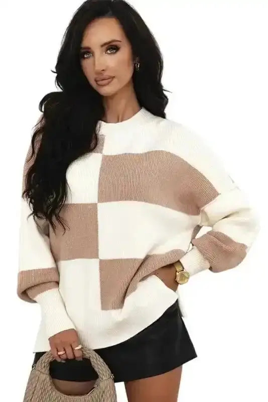 Sweaters Plaid Posh Slouchy Sweater