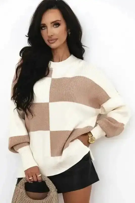 Sweaters Plaid Posh Slouchy Sweater