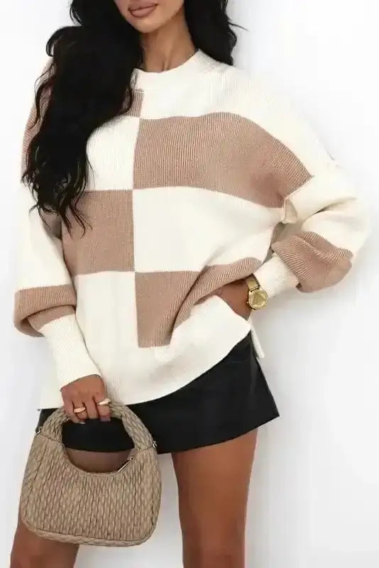 Sweaters Plaid Posh Slouchy Sweater