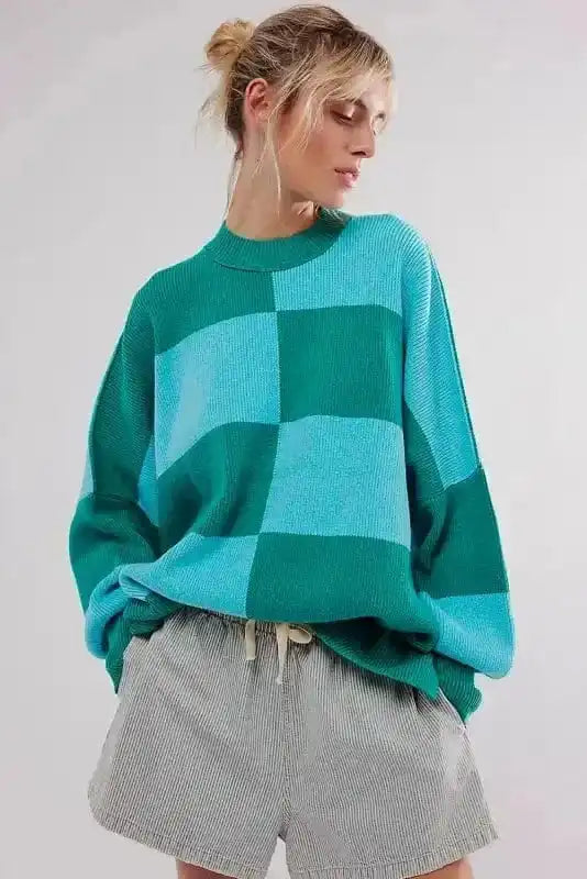 Sweaters Plaid Posh Slouchy Sweater