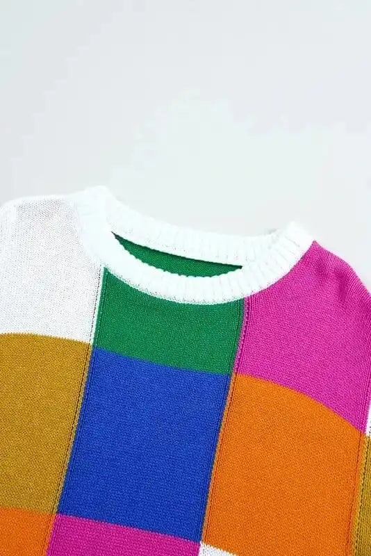 Sweaters Retro Squares Loose Sweater
