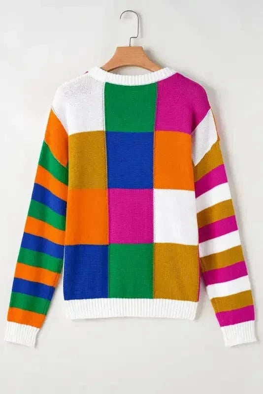 Sweaters Retro Squares Loose Sweater