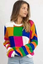 Sweaters Retro Squares Loose Sweater