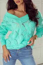 Sweaters Rosy Retreat Hollow-Out Knit Sweater