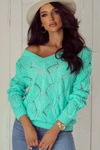 Sweaters Rosy Retreat Hollow-Out Knit Sweater