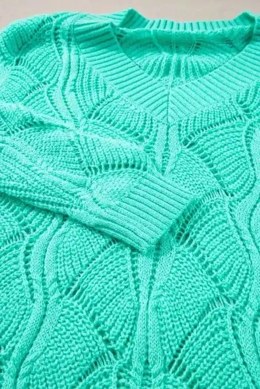 Sweaters Rosy Retreat Hollow-Out Knit Sweater