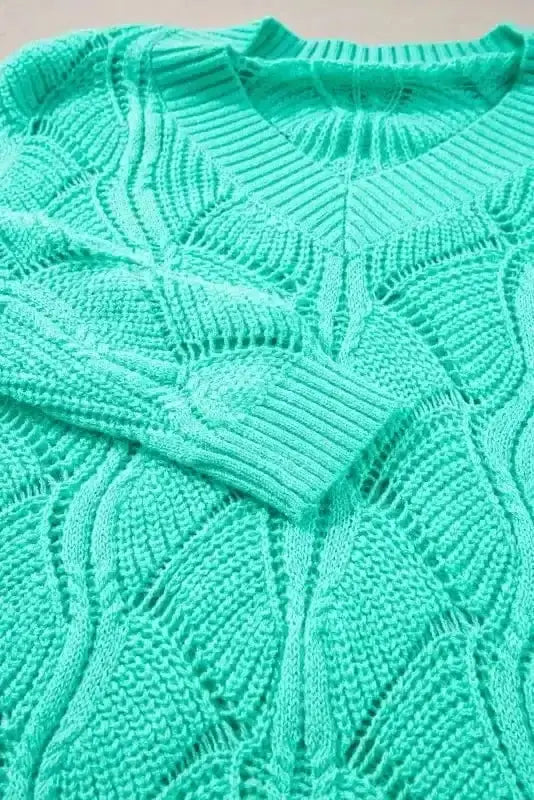 Sweaters Rosy Retreat Hollow-Out Knit Sweater