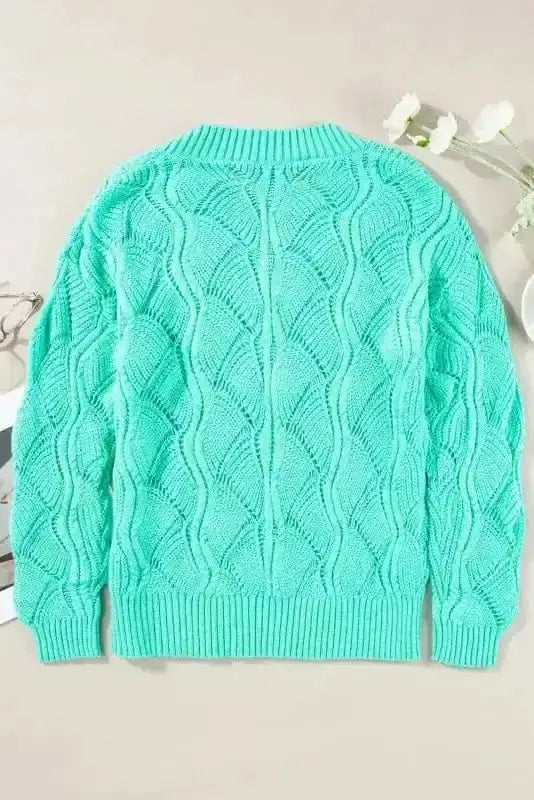 Sweaters Rosy Retreat Hollow-Out Knit Sweater