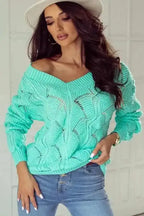 Sweaters Rosy Retreat Hollow-Out Knit Sweater