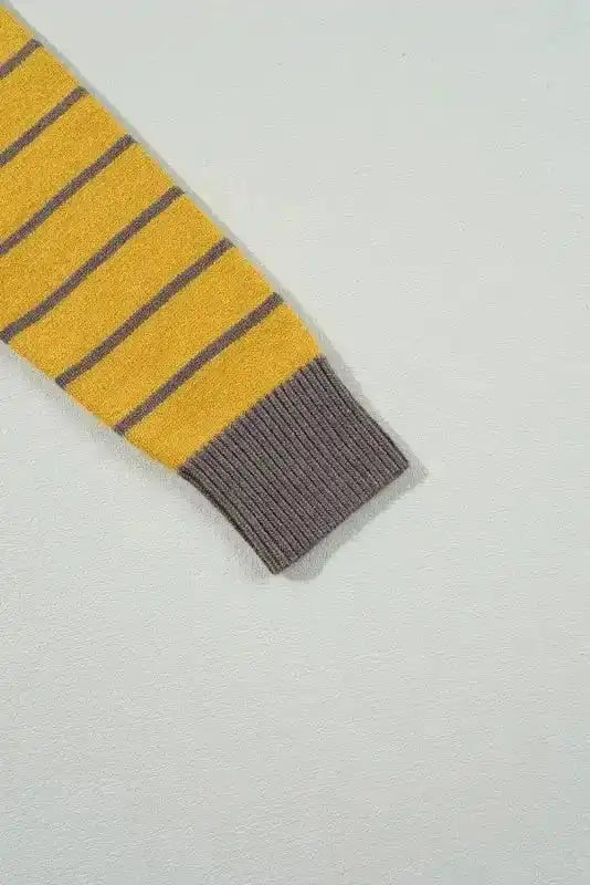 Sweaters Stripe Daisy Jumper - Yellow Knitted Round Neck