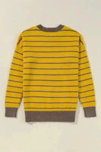 Sweaters Stripe Daisy Jumper - Yellow Knitted Round Neck