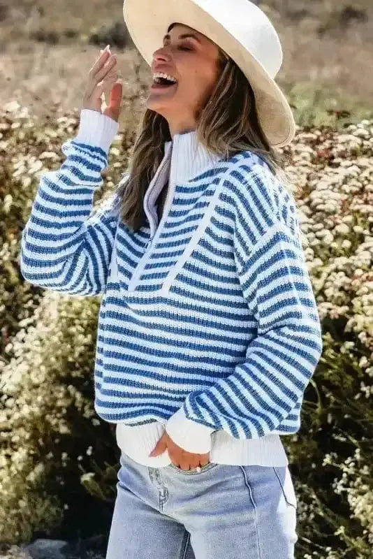 Sweaters Urban Noir Stripe Zip Sweater