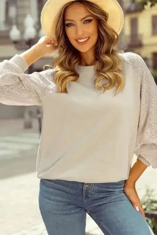 Sweaters Vintage Patchwork Eyelet Jumper