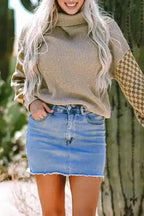 Sweaters Waffle Knit Turtleneck Sweater