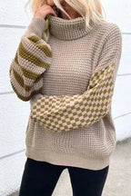 Sweaters Waffle Knit Turtleneck Sweater
