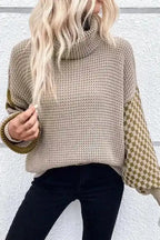 Sweaters Waffle Knit Turtleneck Sweater
