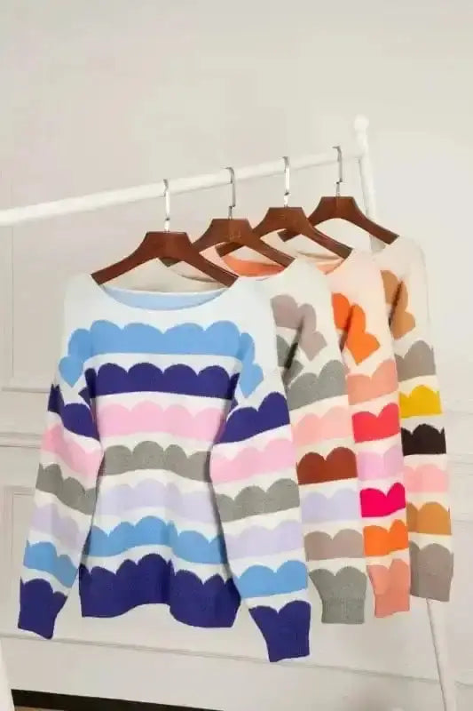 Sweaters Wave Striped Drop Shoulder Sweater