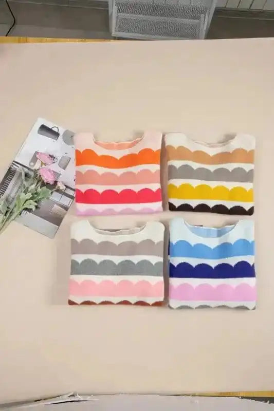 Sweaters Wave Striped Drop Shoulder Sweater