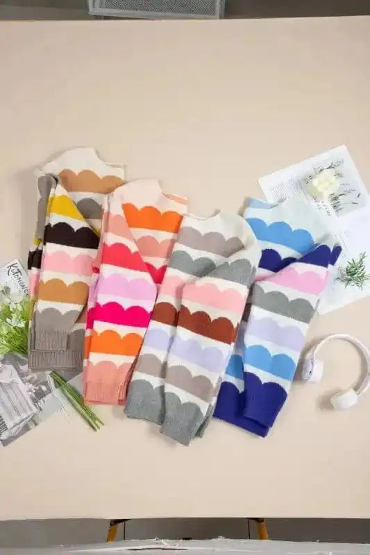 Sweaters Wave Striped Drop Shoulder Sweater