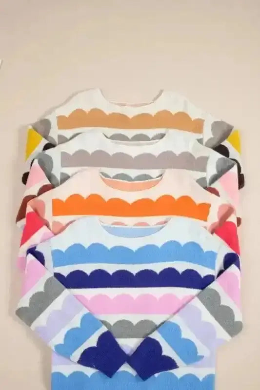 Sweaters Wave Striped Drop Shoulder Sweater