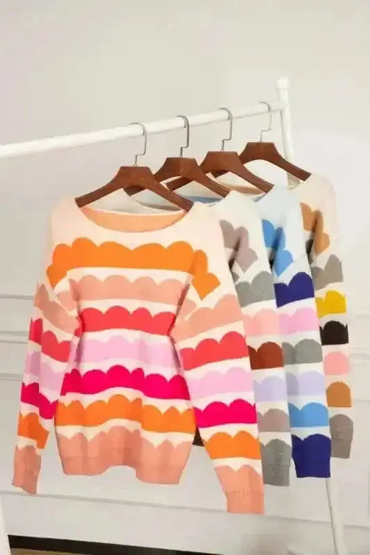 Sweaters Wave Striped Drop Shoulder Sweater