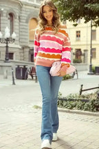 Sweaters Wave Striped Drop Shoulder Sweater