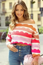 Sweaters Wave Striped Drop Shoulder Sweater