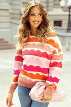 Sweaters Wave Striped Drop Shoulder Sweater