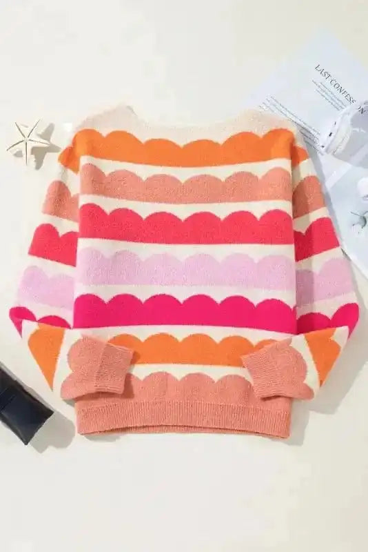 Sweaters Wave Striped Drop Shoulder Sweater