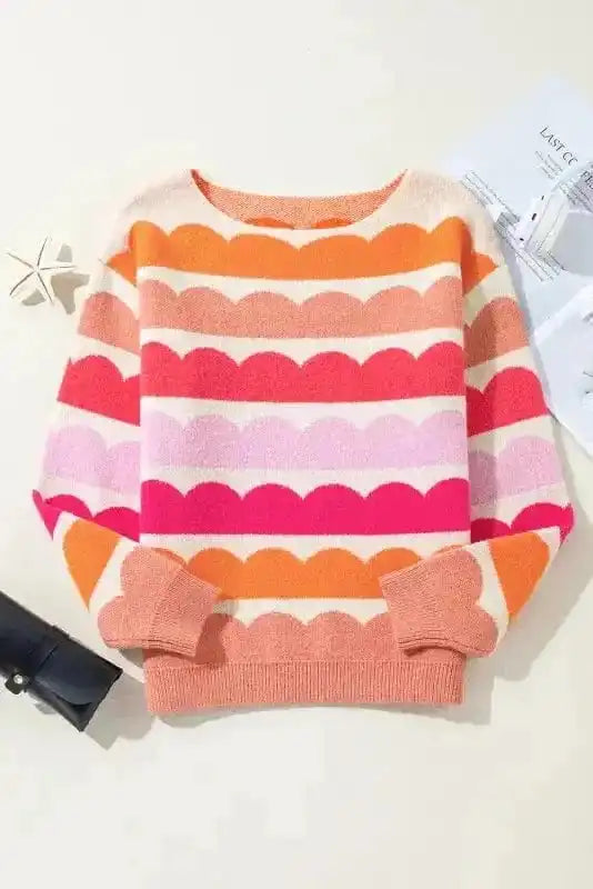 Sweaters Wave Striped Drop Shoulder Sweater